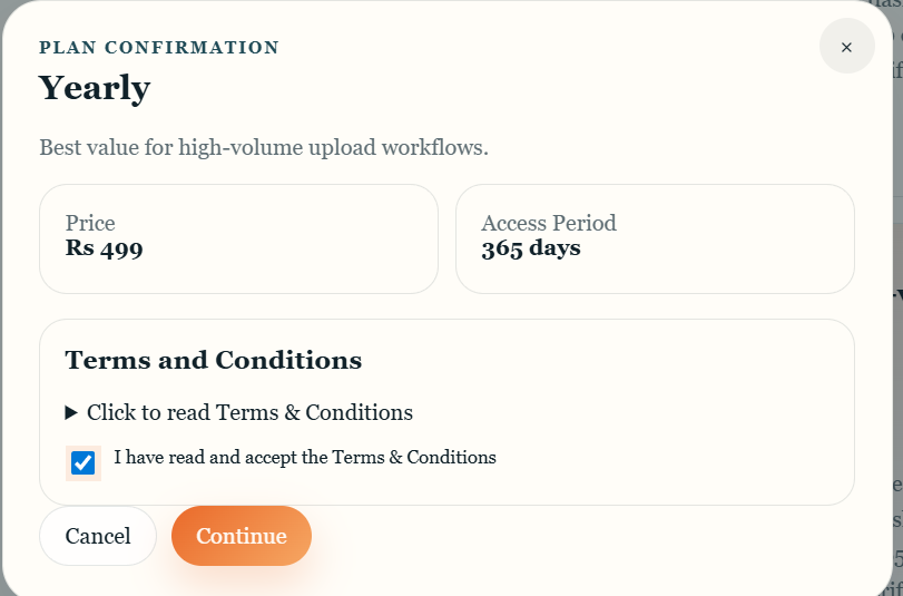 Signup flow screenshot